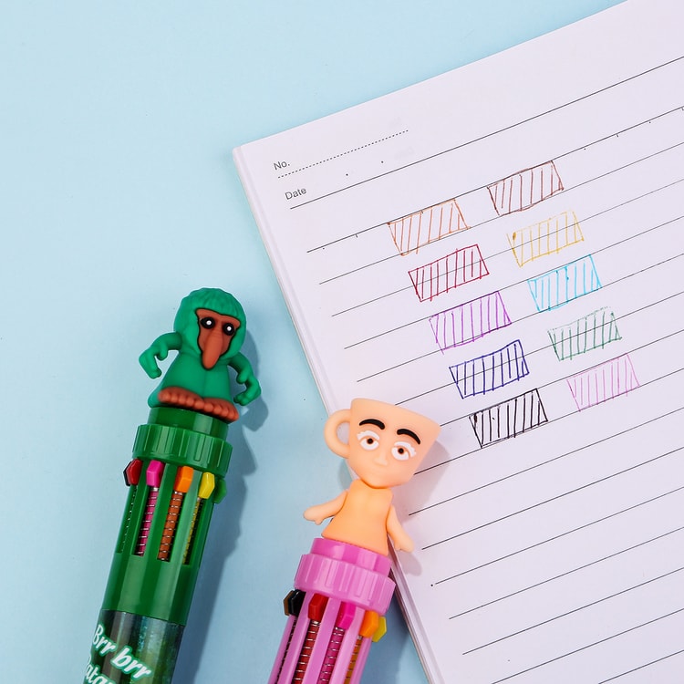 Cute Cartoon Multicolor Pen Color Retractable Ballpoint Pen for School Office Fun Writing