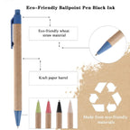 Eco Friendly Recycled Kraft Paper Pens Set Colorful Retractable Ballpoint Pens for Office & School