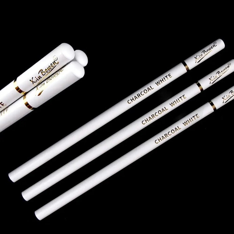 Professional White Charcoal Pencils for Sketch Highlight, White Drawing Pencils for Shading, Blending & Artwork