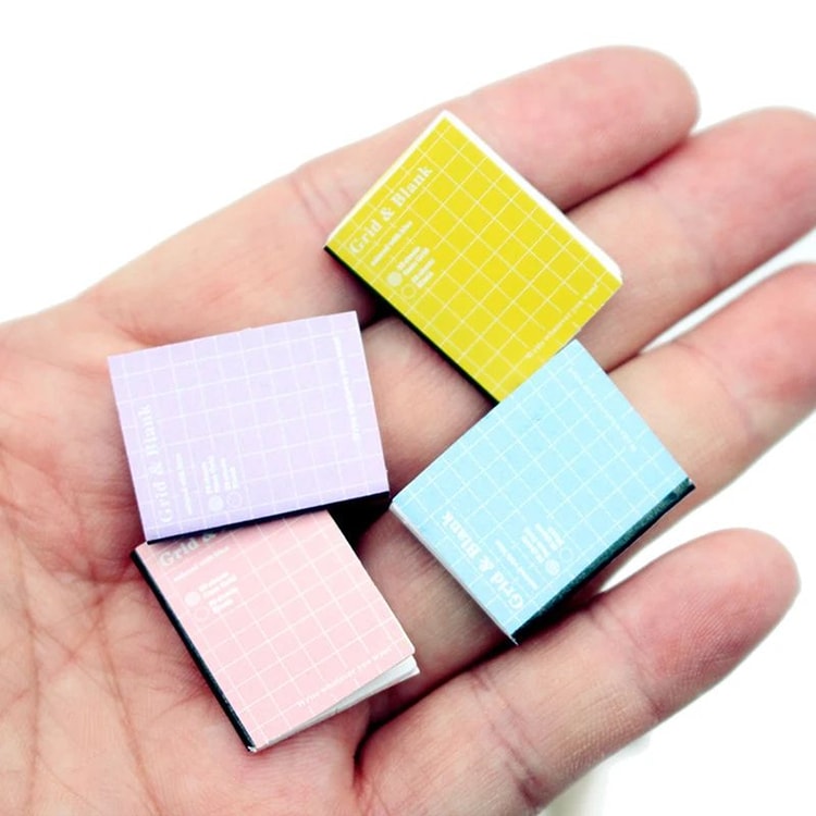 Mini Dollhouse Exercise Books Set – Cartoon Study Notebook Props 4pcs Miniature Decor