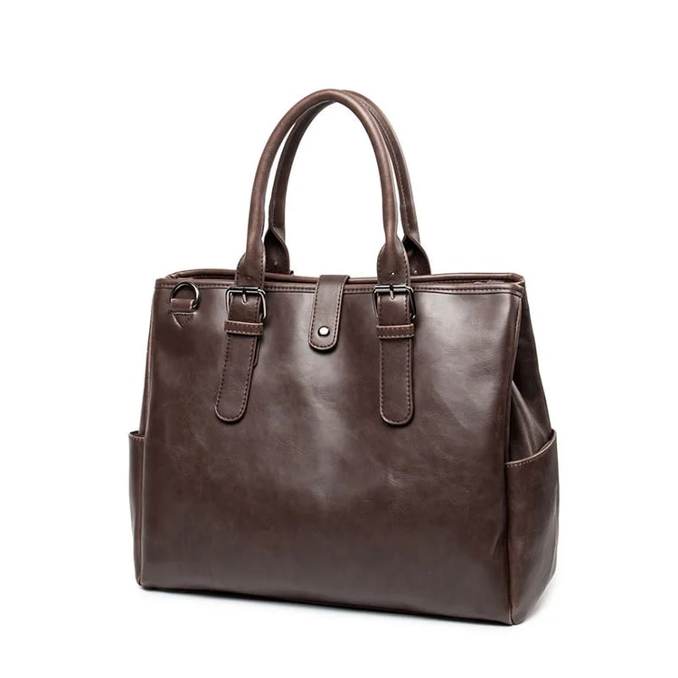 Vintage Mens Leather Briefcase & Laptop Crossbody Bag Large Capacity Business Travel Messenger