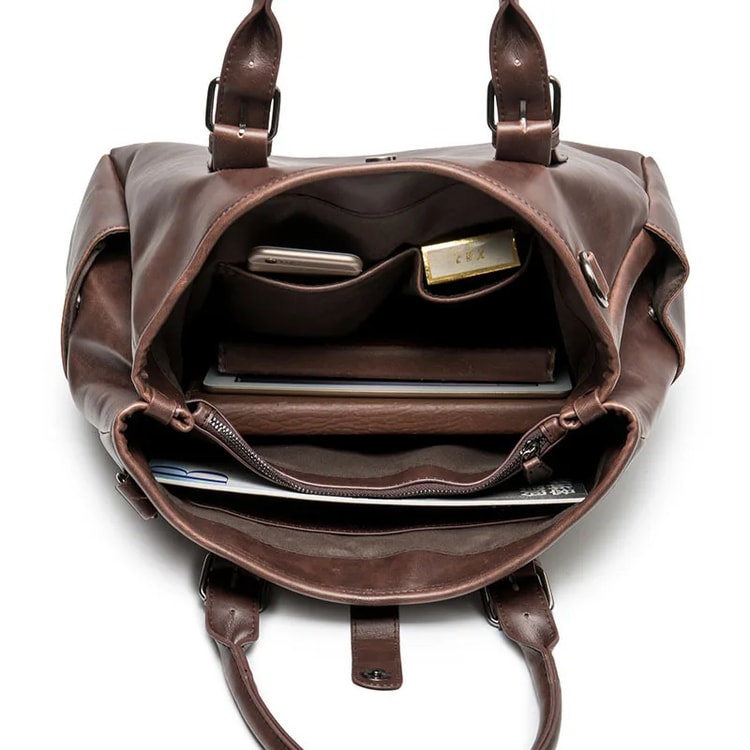 Vintage Mens Leather Briefcase & Laptop Crossbody Bag Large Capacity Business Travel Messenger