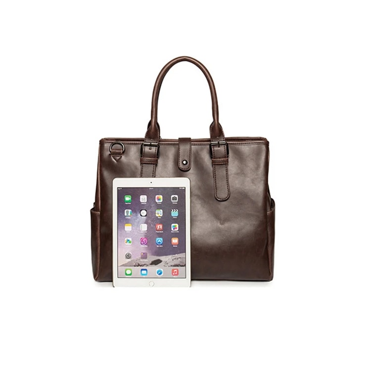 Vintage Mens Leather Briefcase & Laptop Crossbody Bag Large Capacity Business Travel Messenger