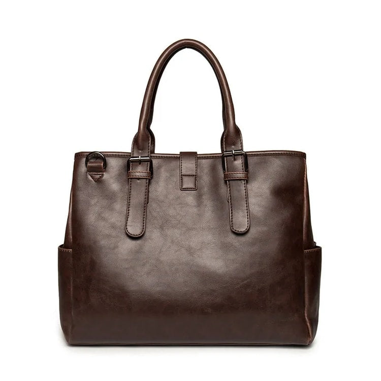 Vintage Mens Leather Briefcase & Laptop Crossbody Bag Large Capacity Business Travel Messenger
