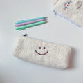 Cute Smiley Embroidery Plush Pencil Case Kawaii Pencil Bag for Kids School Supplies Gift