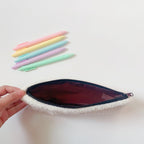 Cute Smiley Embroidery Plush Pencil Case Kawaii Pencil Bag for Kids School Supplies Gift