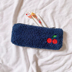 Cute Smiley Embroidery Plush Pencil Case Kawaii Pencil Bag for Kids School Supplies Gift