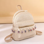 Bohemian Woven Backpack Straw School Bag Large Capacity